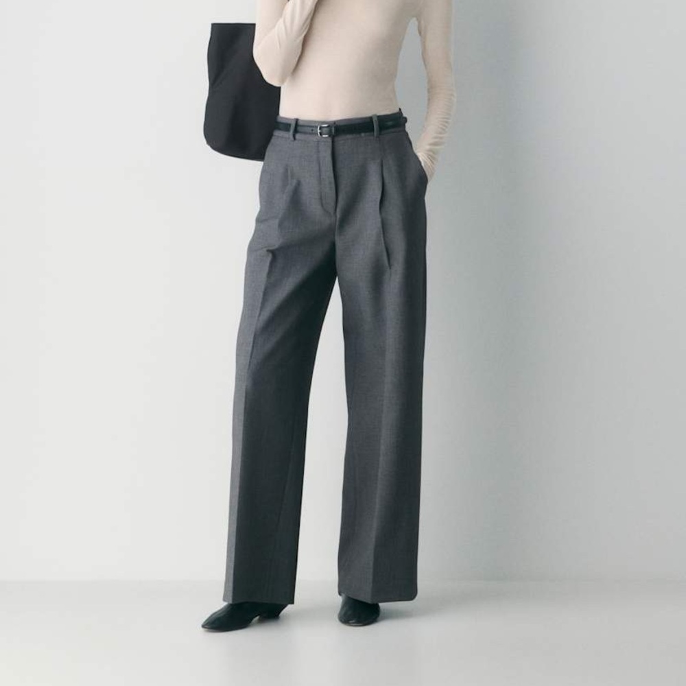 Aritzia Babaton Charcoal Wide-Leg Trousers